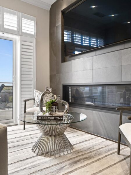 Glass Table in a Living Room Full Penthouse Renovation
